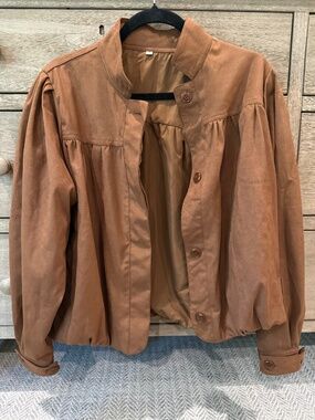 Wanzetaly Women's Faux Suede Brown Jacket